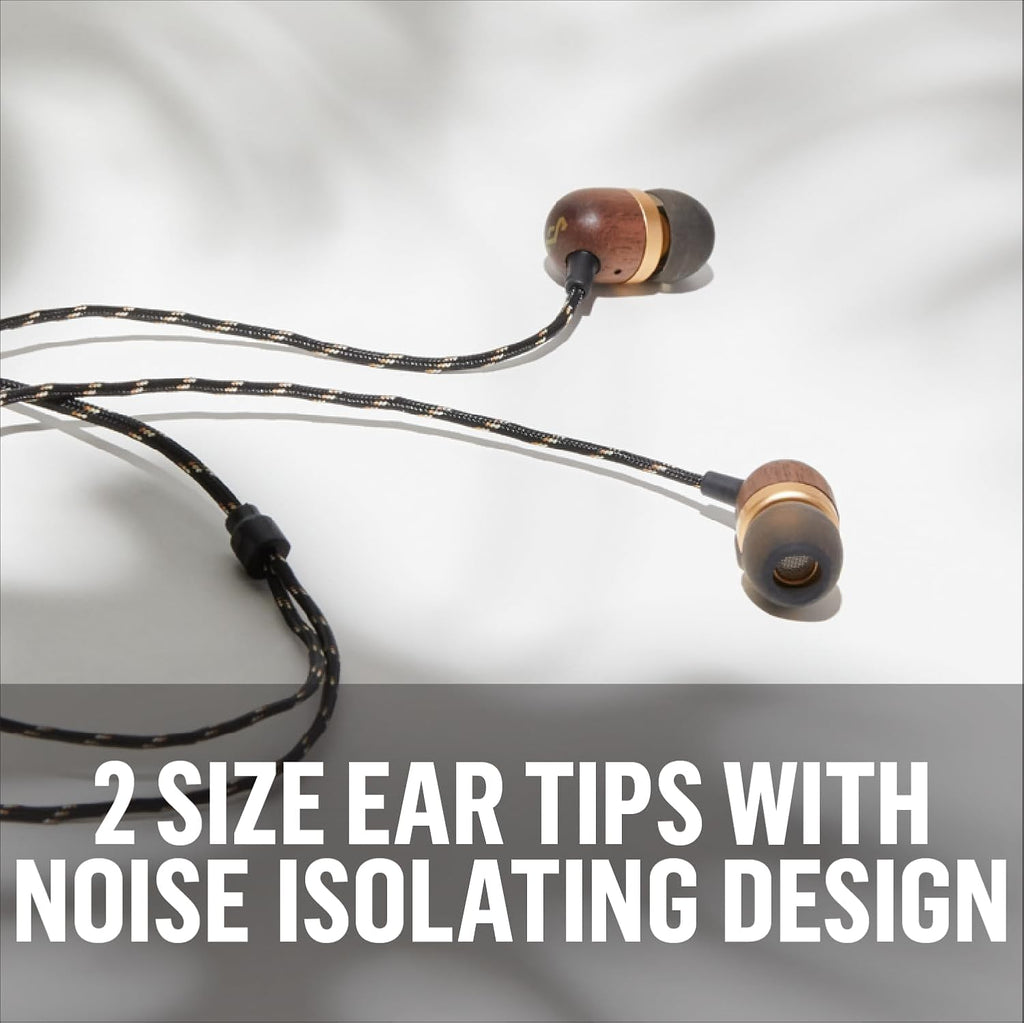 Smile Jamaica: Wired Earphones with Microphone, Noise Isolating Design, and Sustainable Materials, Brass - ElectronicsAreFun