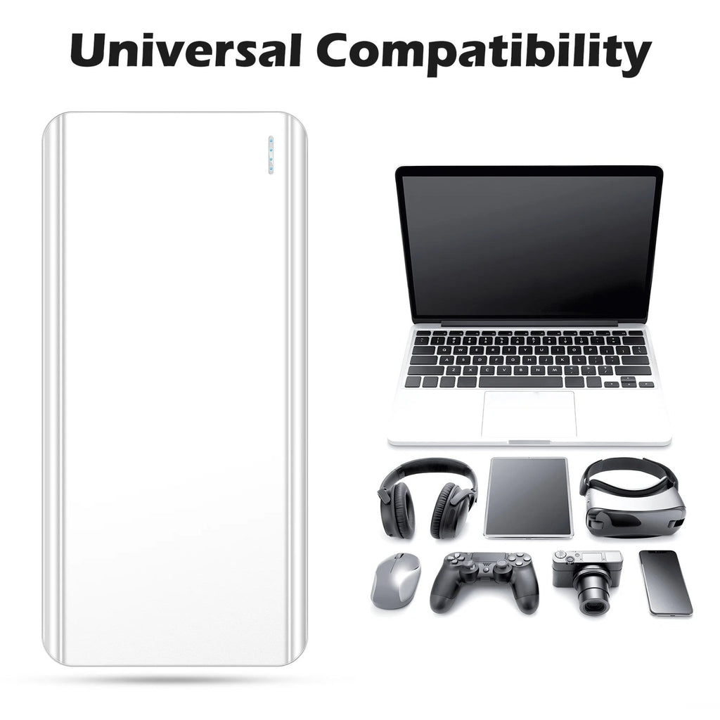 20000 Mah Portable Charger Power Bank Dual USB Battery Pack for Iphone, Ipad, Galaxy, Android, Pixel and Tablet (White) - ElectronicsAreFun