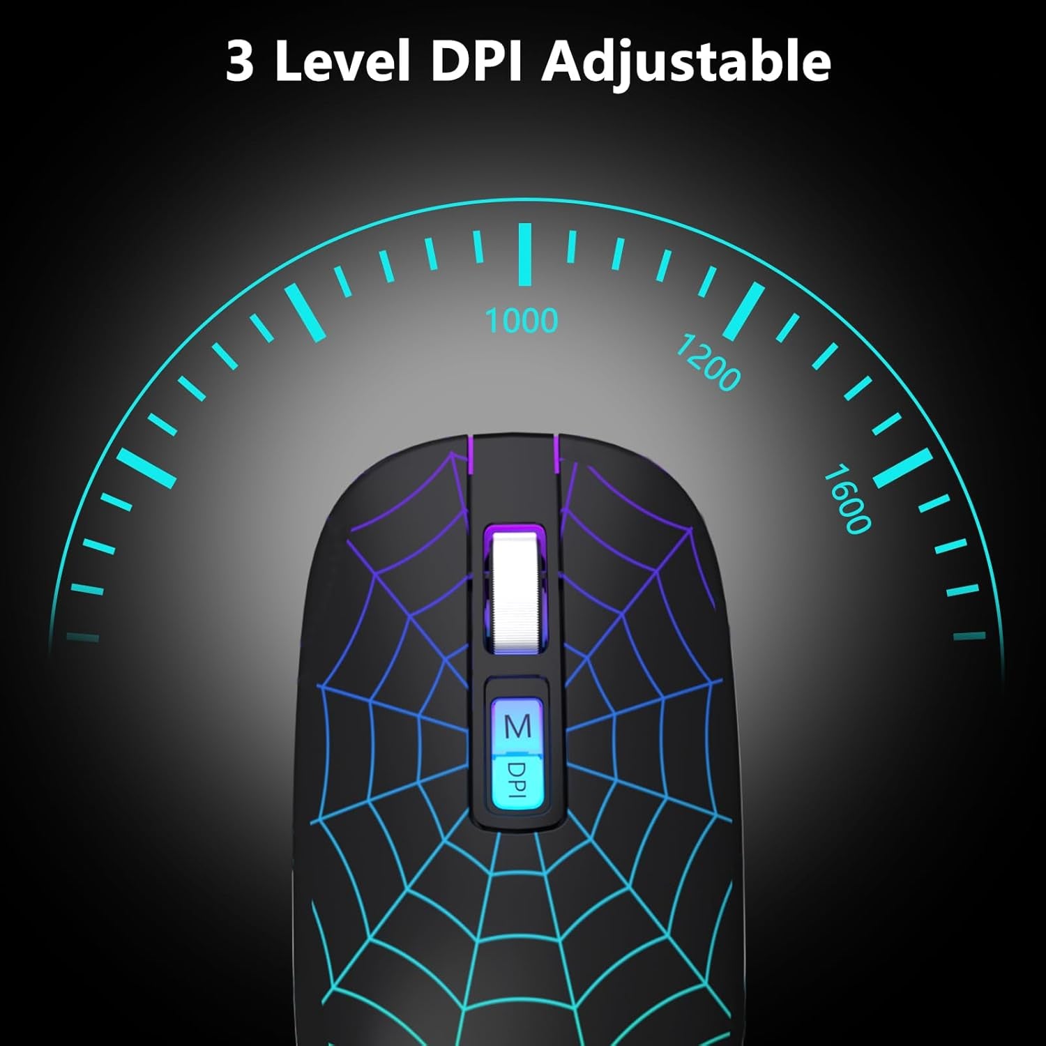 Wireless Bluetooth Mouse, LED Laptop Mouse with Dual Mode (Bluetooth + USB) 2.4Ghz, Portable Cordless Slient Computer Mice for Macbook/Windows/Chromebook - Balck - ElectronicsAreFun