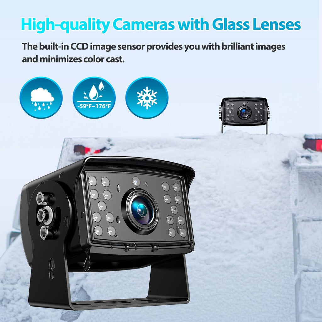 Ⅱ 10" 1080P Wired Backup Camera System,10 - Inch HD Dual Split Screen Monitor with Recording IP69 Waterproof Rear View Camera Parking Lines Supports up to 2 Cameras for Truck/Trailer/Rv(Dy101) - ElectronicsAreFun