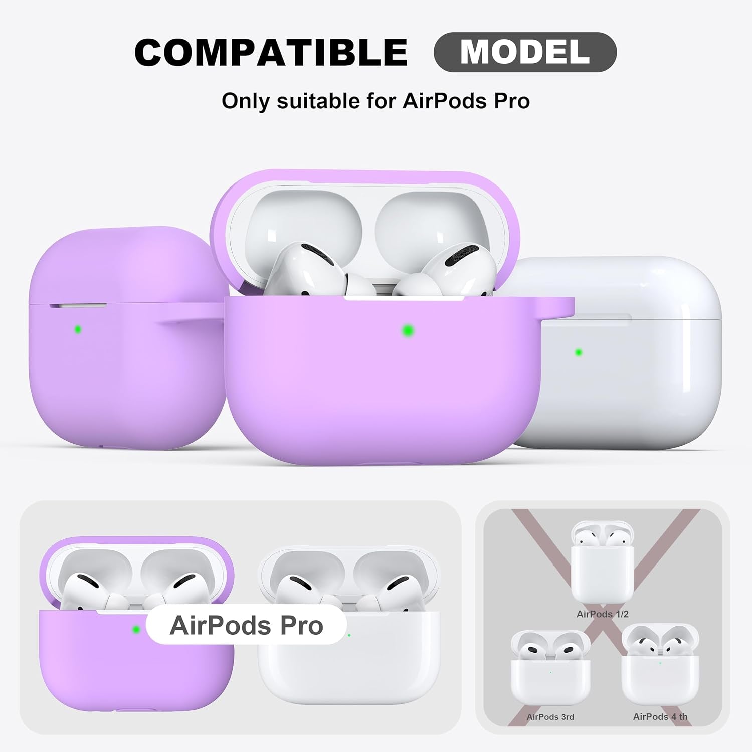 for Airpods Pro 2Nd/1St Generation Case with Cleaner Kit,Soft Silicone Protective Case Cover for Apple Airpod Pro 2/1 for Women Men,Airpods Pro Case Accessories with Keychain,Lavender - ElectronicsAreFun