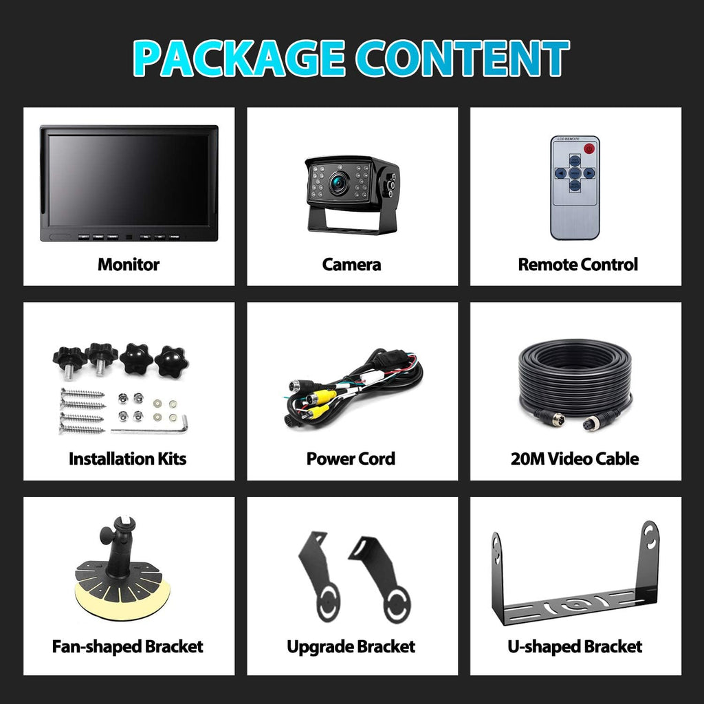 Ⅱ 10" 1080P Wired Backup Camera System,10 - Inch HD Dual Split Screen Monitor with Recording IP69 Waterproof Rear View Camera Parking Lines Supports up to 2 Cameras for Truck/Trailer/Rv(Dy101) - ElectronicsAreFun