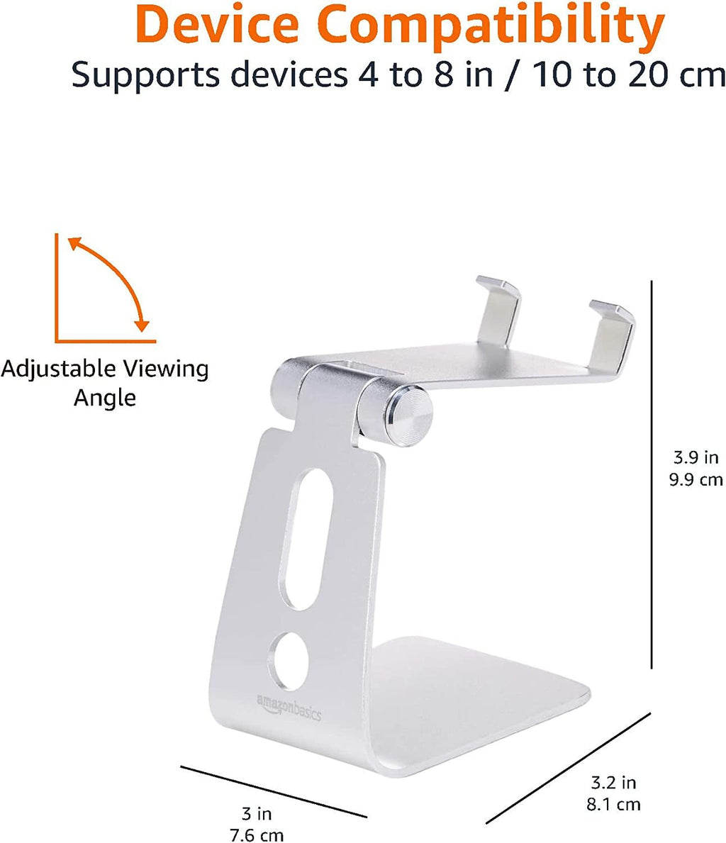 Adjustable Aluminum Phone Stand for Cell Phones, Iphone and Android, 3.15 X 2.87 X 3.74 Inch, Silver - ElectronicsAreFun