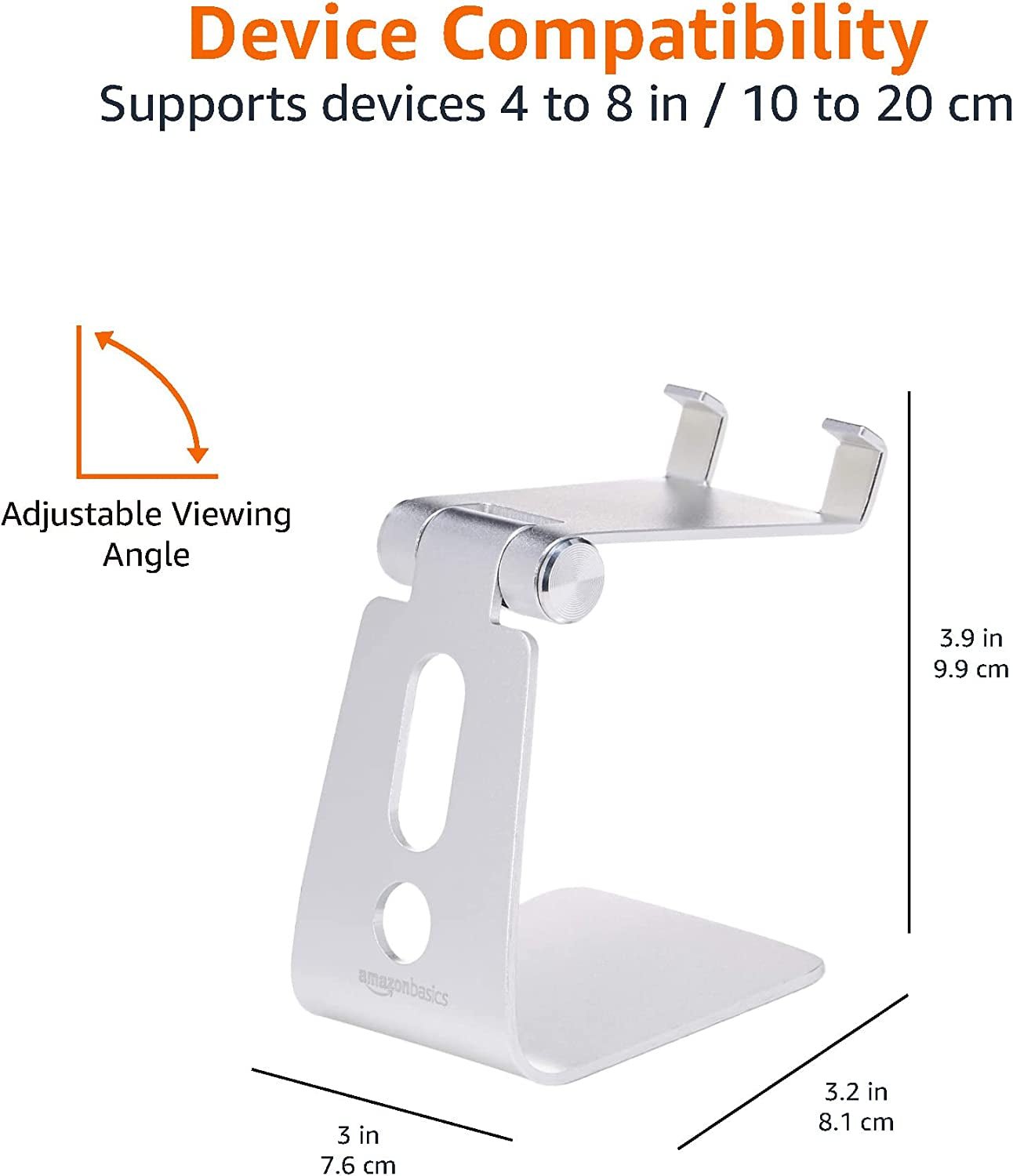 Adjustable Aluminum Phone Stand for Cell Phones, Iphone and Android, 3.15 X 2.87 X 3.74 Inch, Silver - ElectronicsAreFun